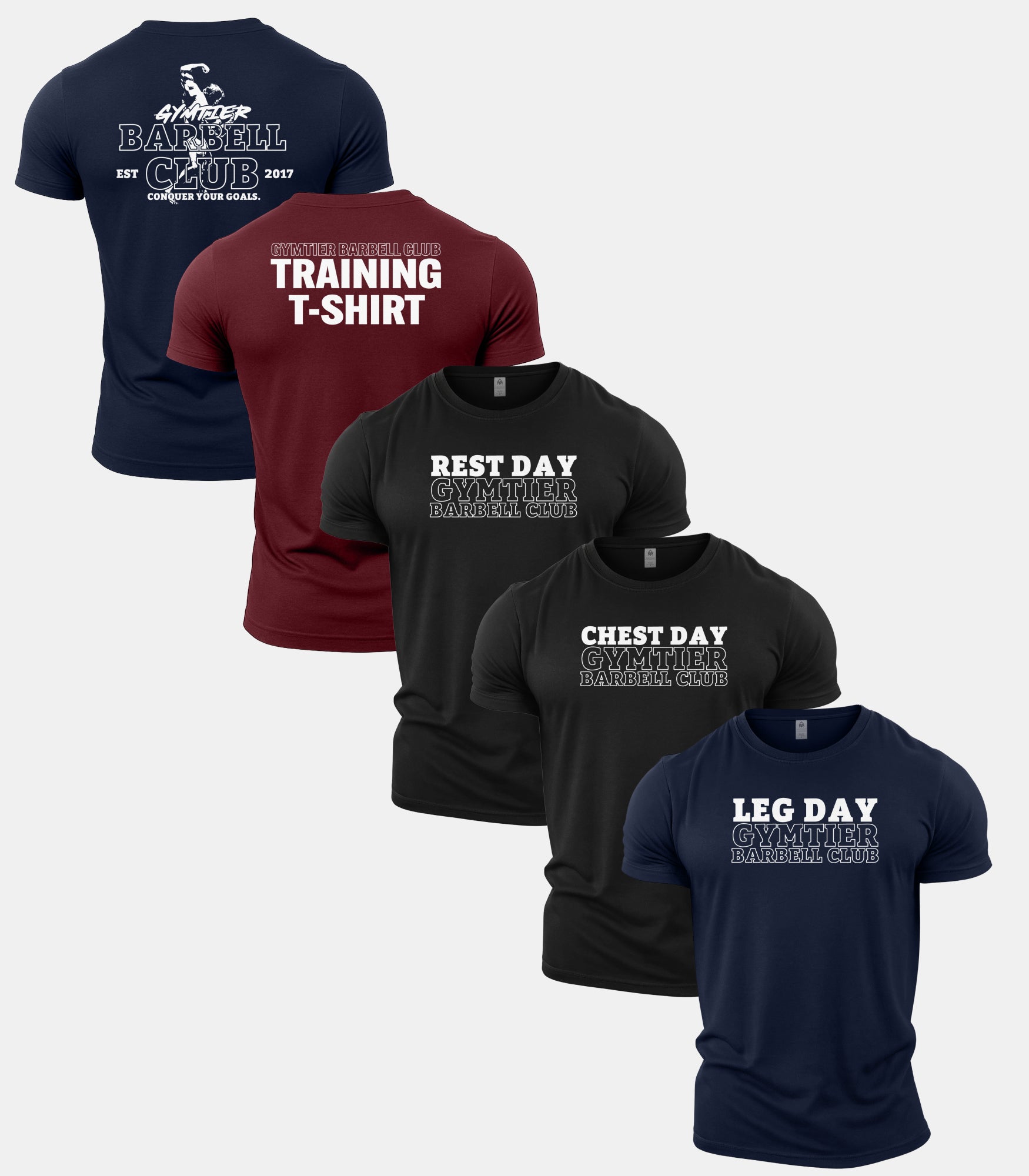 Gymtier Barbell Club Gym T-Shirt 5 Pack