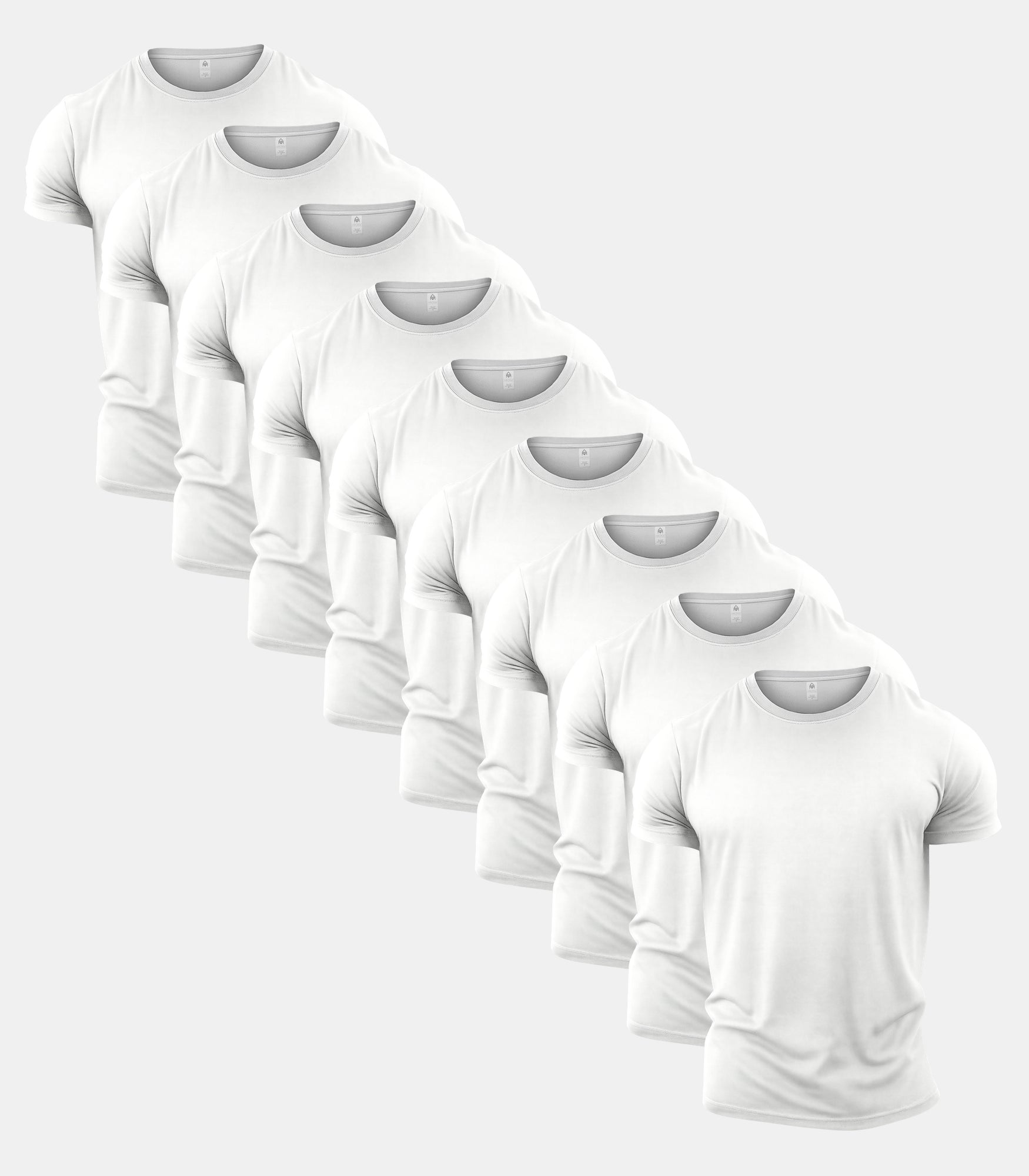 All White Crew Neck Gym T-Shirt 9 Pack