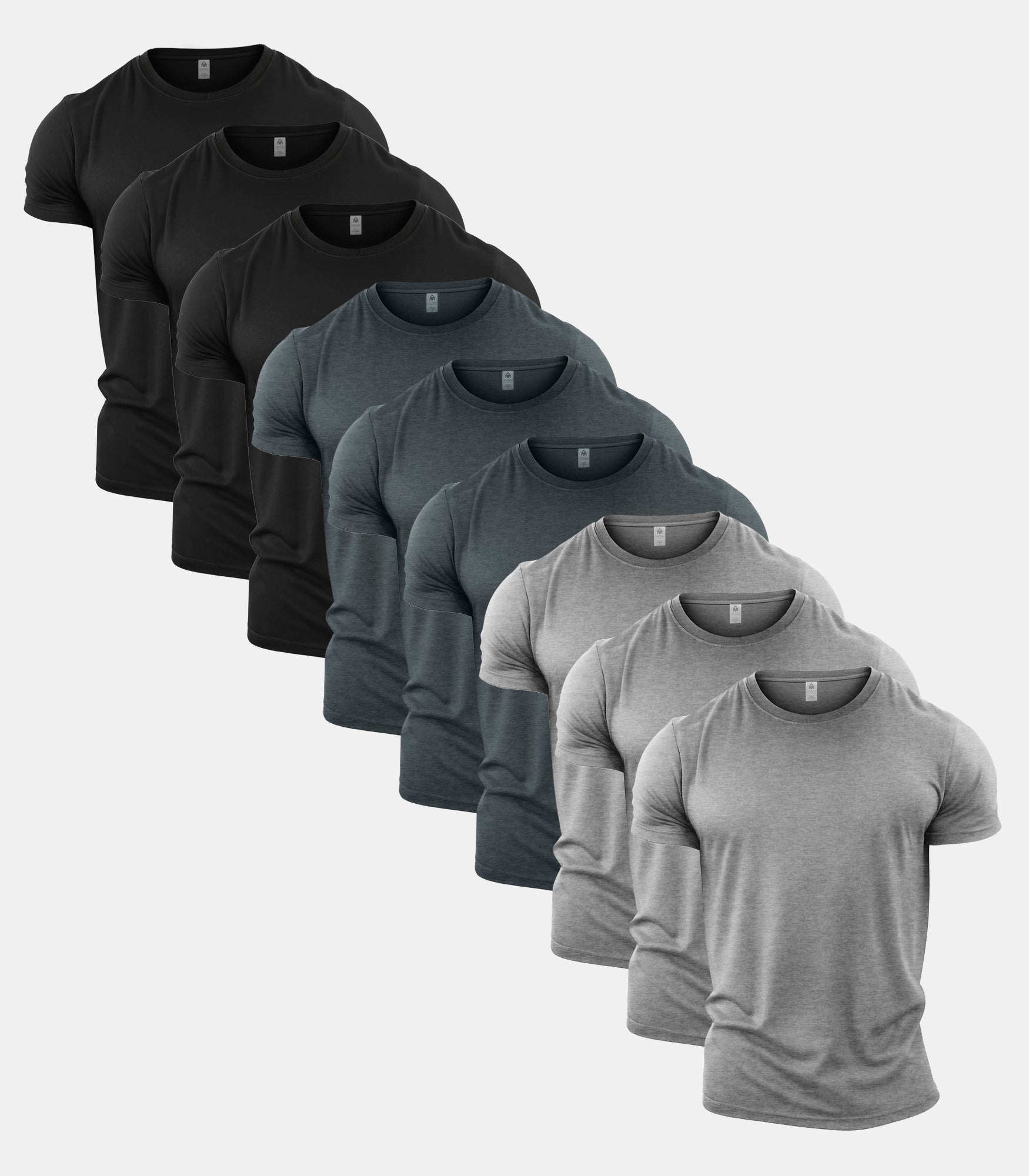 All Greys Crew Neck Gym T-Shirt 9 Pack