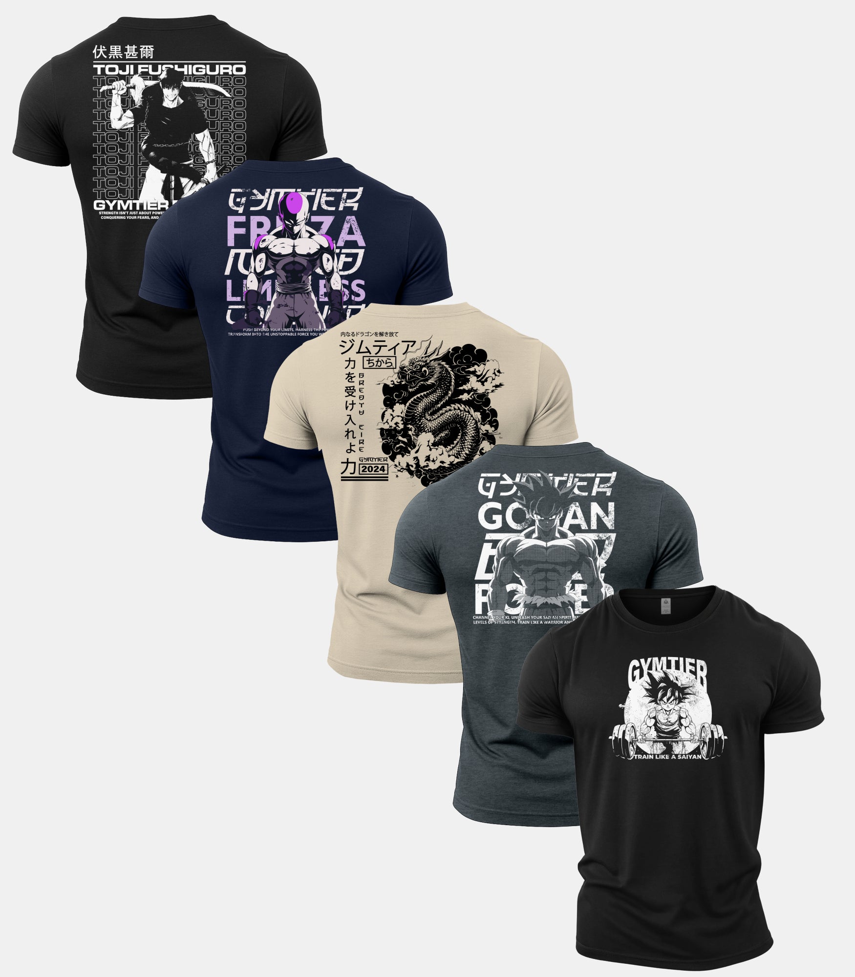 Gymtier Legends Anime Gym T-Shirt 5 Pack