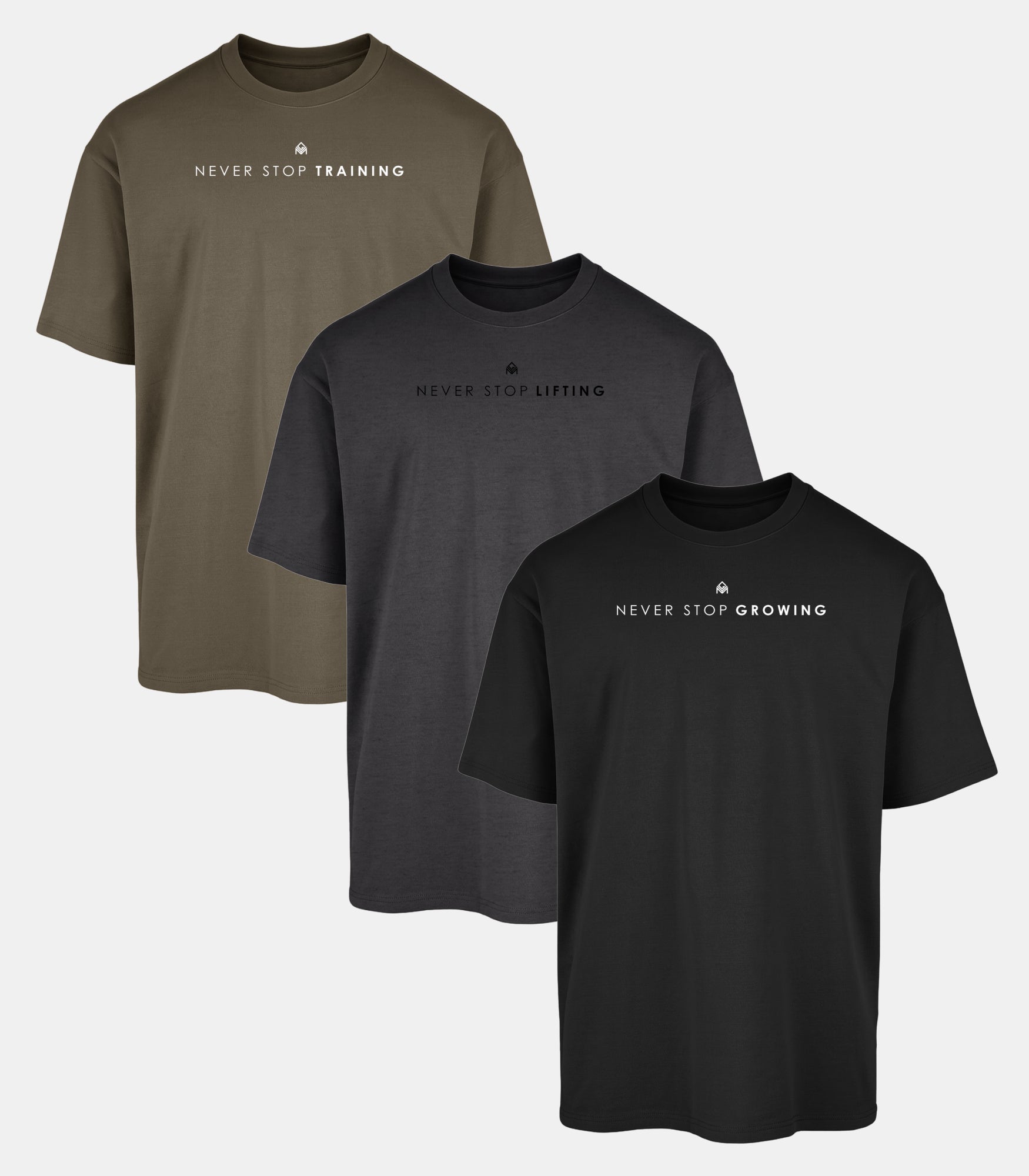 Never Stop Oversized Gym T-Shirt 3 Pack