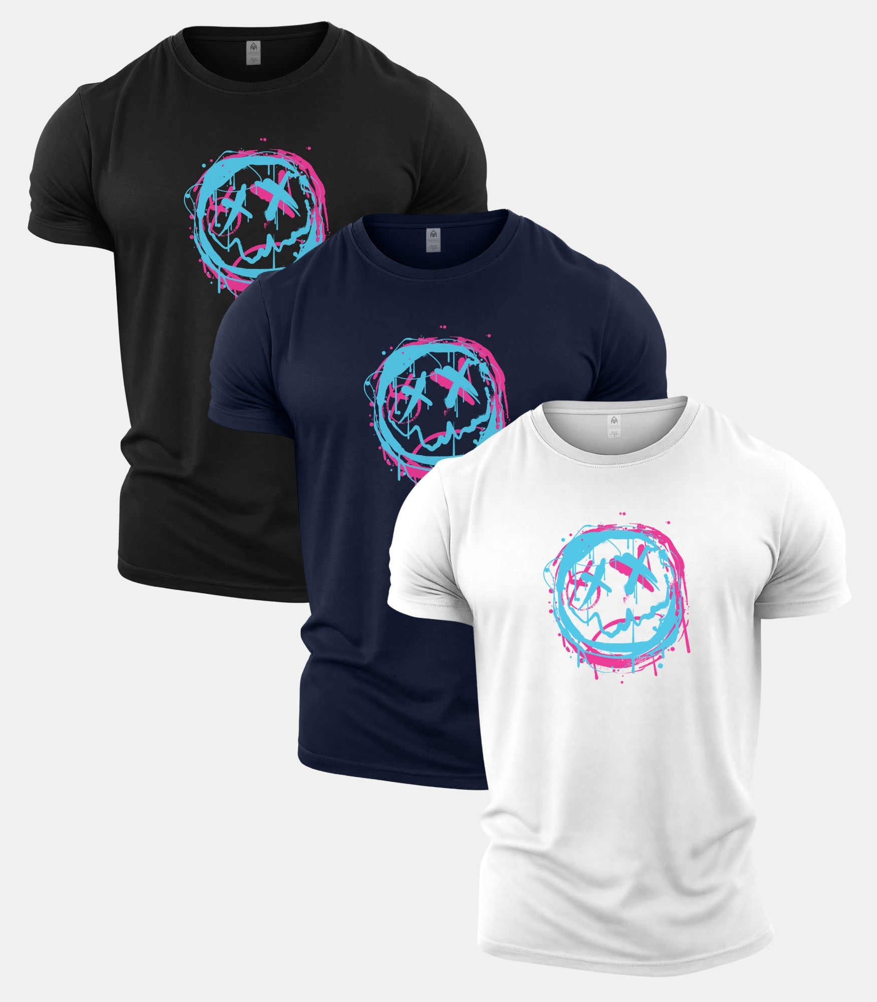 Twisted Smiley Gym T-Shirt 3 Pack