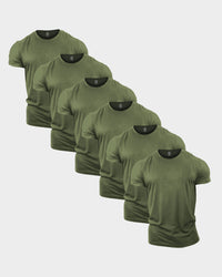 All Green Crew Neck T-Shirt 6 Pack