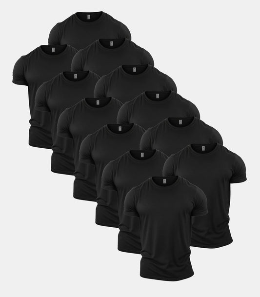 All Black Crew Neck T-Shirt 12 Pack