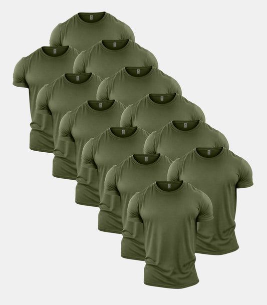 All Green Crew Neck T-Shirt 12 Pack