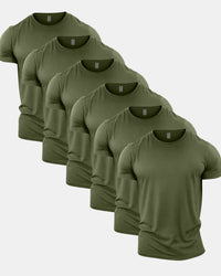 All Green Crew Neck T-Shirt 6 Pack