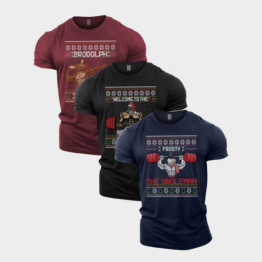 Merry Liftmas Gym T-Shirt 3 Pack 1