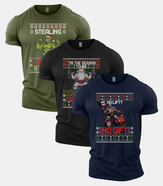 Merry Liftmas Gym T-Shirt 3 Pack 2