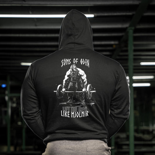 Sons Of Odin Lift The Iron Like Mjolnir - Gym Hoodie