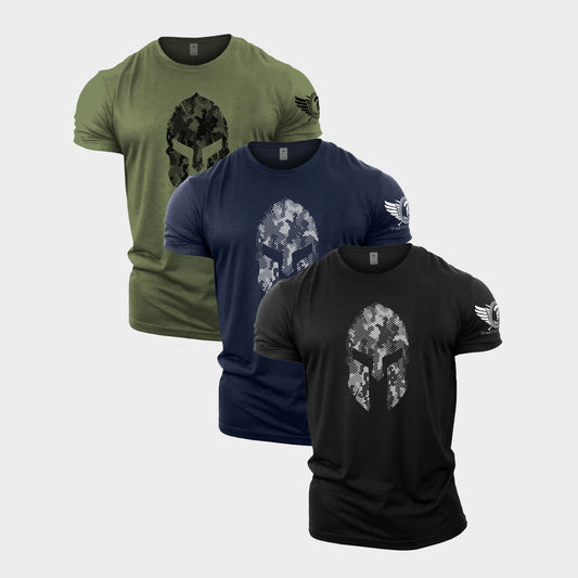 Hex Camo Spartan Forged Gym T-Shirt 3 Pack