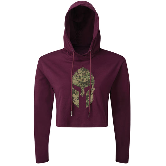 Spartan Helmet Woodland Camo - Spartan Forged - Cropped Hoodie