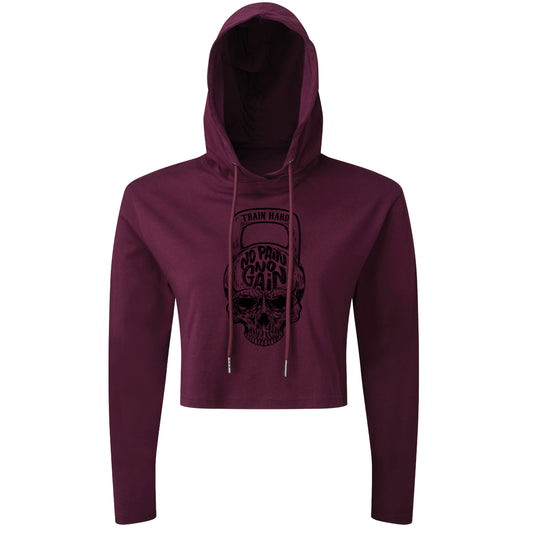 Train Hard No Pain No Gain - Cropped Hoodie