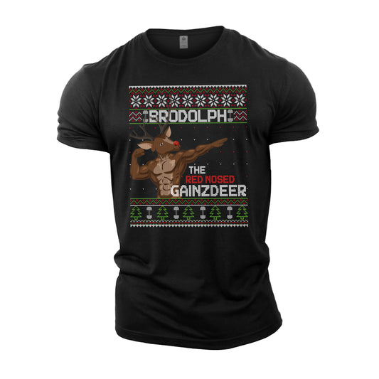 Brodolph The Red Nosed GAINZDEER - Gym T-Shirt